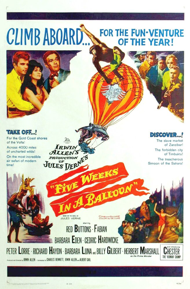 Пять недель на воздушном шаре (1962) постер